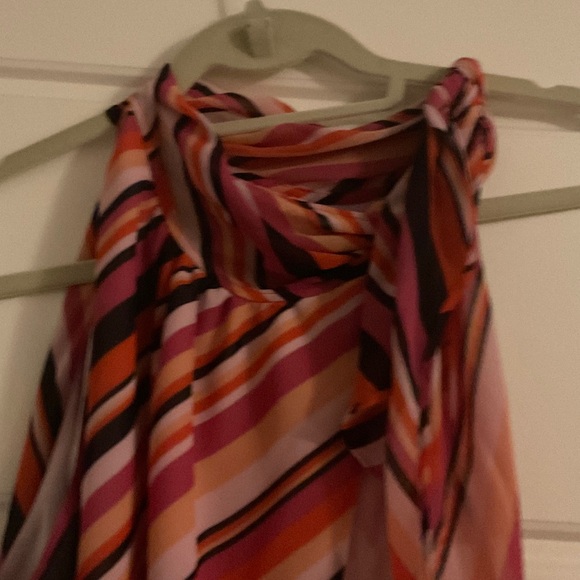 Striped Sleeveless Top with attached Scarf - Picture 2 of 4